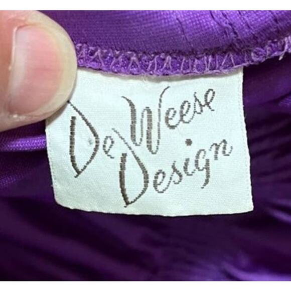 VTG 50s DE WEESE DESIGN Halter Tie Ruched One Piece Swimsuit in Purple SZ 6 - Picture 9 of 12
